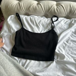 SHEIN Black Ribbed Crop Camisole Tank Top